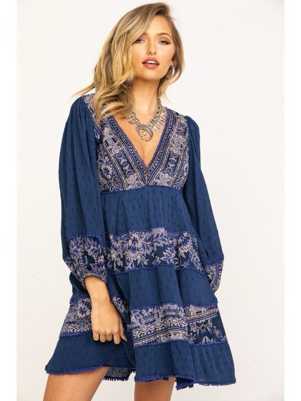 Free People My Love Mini Dress Blue Boho Medium